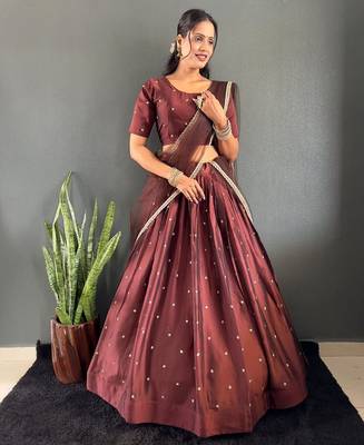 Brown Stylist South style Lehenga Choli Set 1