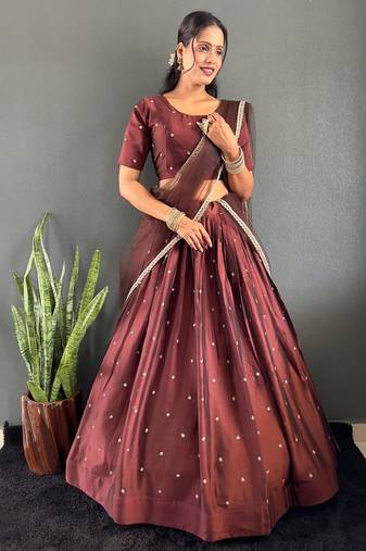 Brown Stylist South style Lehenga Choli Set
