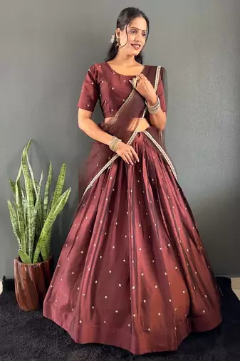 Brown Stylist South style Lehenga Choli Set