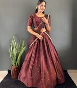 Brown Stylist South style Lehenga Choli Set