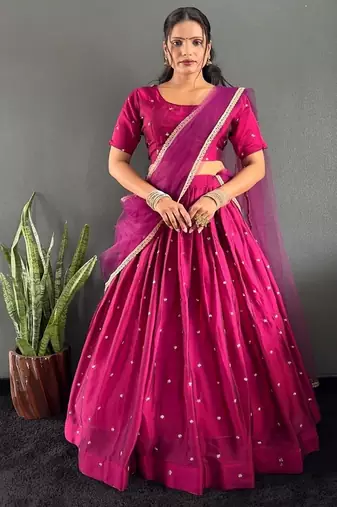Pink Stylist South style Lehenga Choli Set