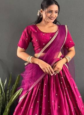Pink Stylist South style Lehenga Choli Set 3