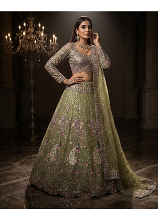 GREEN EMBROIDERY lehenga CHOLI  2