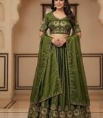 Mehendi Womens designer Lehenga Choli with Embroidered Dupatta