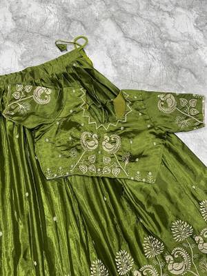 Mehendi Womens Lehenga Choli with Embroidered Dupatta 2