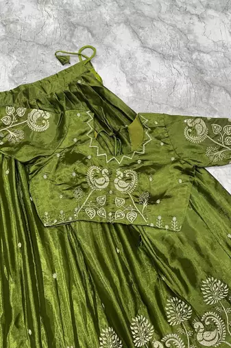 Mehendi Womens designer Lehenga Choli with Embroidered Dupatta