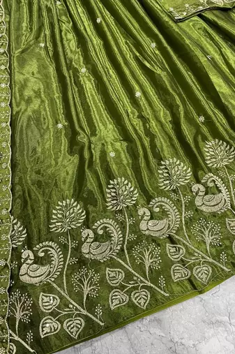 Mehendi Womens designer Lehenga Choli with Embroidered Dupatta