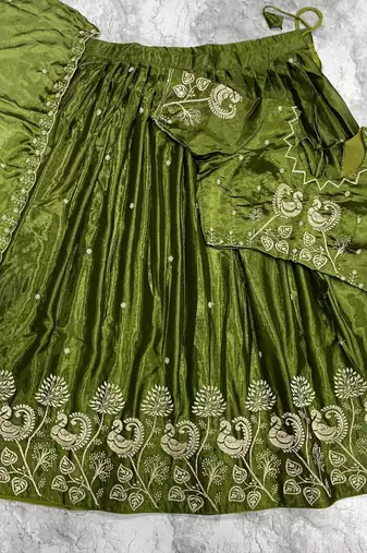 Mehendi Womens designer Lehenga Choli with Embroidered Dupatta