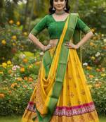 Yellow Printed Lehenga Choli Set