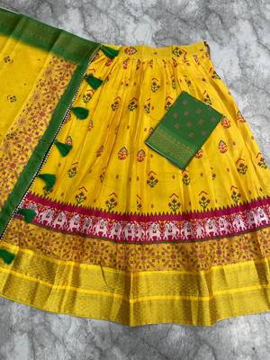 Yellow Printed Lehenga Choli Set 4