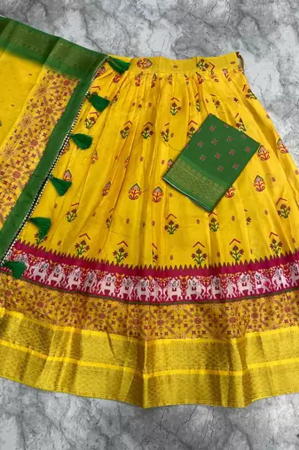 Yellow Printed Designer Lehenga Choli Set