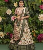 Green Printed Designer Lehenga Choli Set