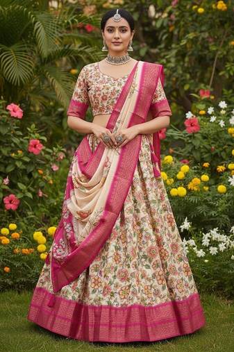 Pink Printed Designer Lehenga Choli Set