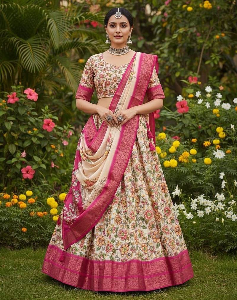 Pink Printed Designer Lehenga Choli Set