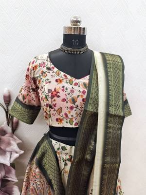 Green Printed Lehenga Choli Set 2