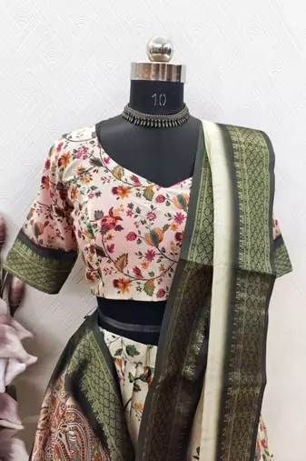 Green Printed Designer Lehenga Choli Set