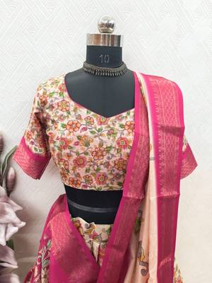 Pink Printed Lehenga Choli Set 2