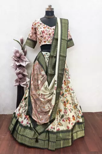 Green Printed Designer Lehenga Choli Set