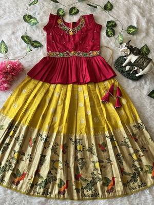 Soft khadi georgette with beutifull handwork kids lehenga choli 2