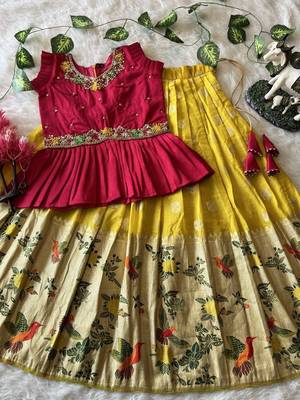 Soft khadi georgette with beutifull handwork kids lehenga choli 3