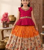 Soft khadi georgette with beutifull handwork kids lehenga choli
