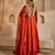 Rust orange embroidered silk organza anarkali set