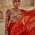 Rust orange embroidered silk organza anarkali set