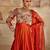 Rust orange embroidered silk organza anarkali set