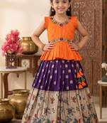Soft khadi georgette with beutifull handwork kids lehenga choli