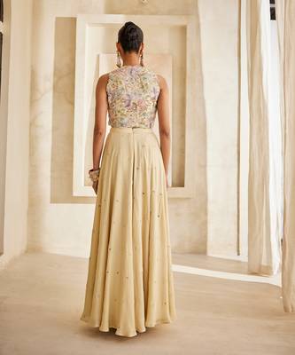 Butter yellow embroidered raw silk co ord set 5