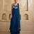 Deep sea blue embroidered raw silk anarkali set
