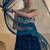 Deep sea blue embroidered raw silk anarkali set