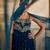Deep sea blue embroidered raw silk anarkali set
