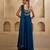 Deep sea blue embroidered raw silk anarkali set
