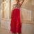Raspberry red embroidered raw silk jumpsuit