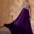 Deep purple embroidered raw silk gown