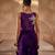 Deep purple embroidered raw silk gown