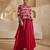 Hot pink embroidered raw silk gown