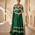 Emerald green embroidered raw silk anarkali set