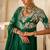 Emerald green embroidered raw silk anarkali set