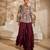 Marsala wine embroidered raw silk co ord set