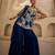 Navy blue embroidered georgette kurta set