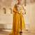 Mustard yellow embroidered silk organza anarkali set