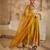 Mustard yellow embroidered silk organza anarkali set