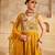 Mustard yellow embroidered silk organza anarkali set