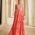 Peach pink embroidered raw silk gown