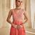 Peach pink embroidered raw silk gown