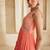 Peach pink embroidered raw silk gown