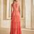 Peach pink embroidered raw silk gown