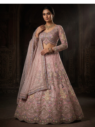 PINK EMBROIDERY lehenga CHOLI  1
